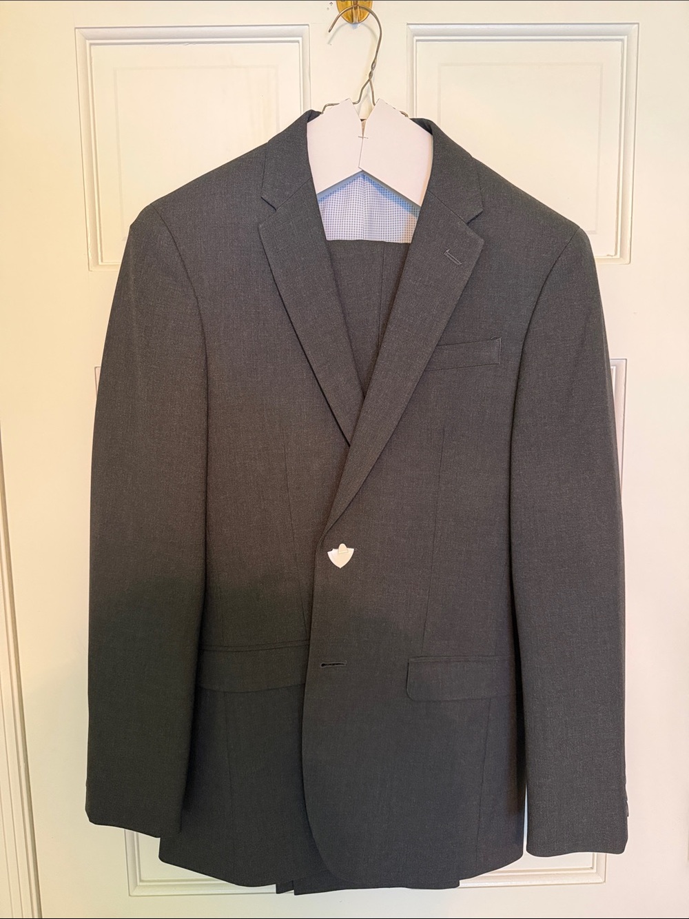 Egara Men's Dark Gray Two-Button Suit Blazer